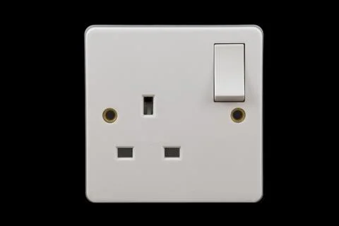 UK power socket in off position Stock Photos