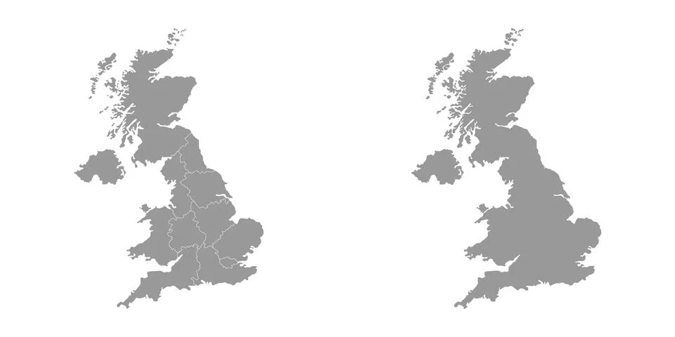 UK region, gray map. Vector illustration. 스톡 일러스트