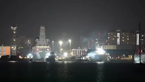 UK: Royal Navy Type 45 destroyer HMS Dragon in Portsmouth ahead of being ... Video stock 330119551