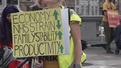 UK sees first ever 'parent strike' amid calls for more support Video stock 343750729