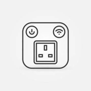 UK Smart Socket vector outline concept icon or logo Stock Illustration