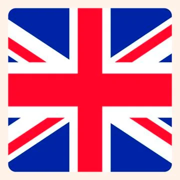 UK square flag button, social media communication sign, business icon. Stock Illustration