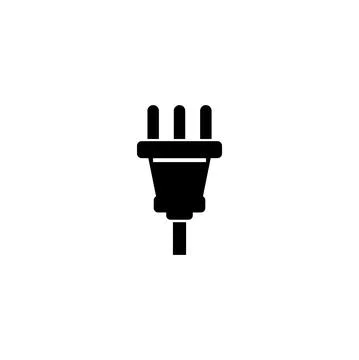 Uk Type K Electric Plug Three Pin. Flat Vector Icon illustration. Simple blac Stock Illustration