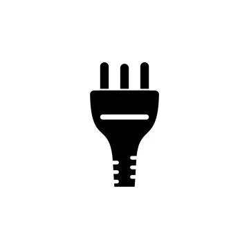 Uk Type K Electric Plug Three Pin Solid Flat Vector Icon Isolated on White .. Stock Illustration