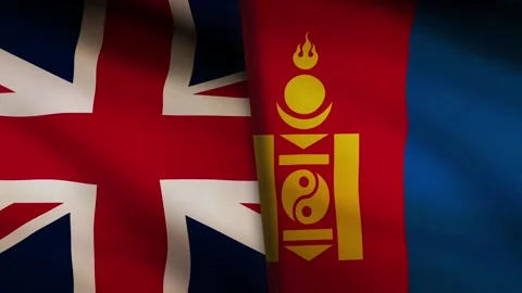 UK waving flag and Mongolia Stock Footage 318165773