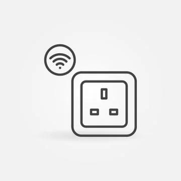UK Wi-Fi smart socket vector outline icon or logo イラスト素材