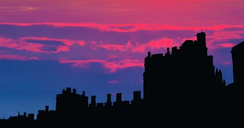 Uk Windsor Castle violet clouds Stock Footage 161058410