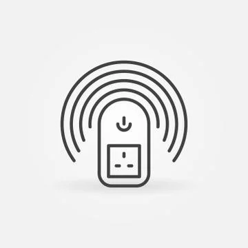 UK Wireless smart socket vector outline concept icon Stock Illustration