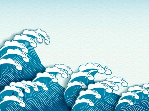 Ukiyo-e style wave Illustrazione stock