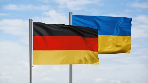 Ukrain and Germany flag Stock Footage 245111475