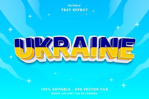 Ukraine 3D Editable Text Effect Style Stock Illustration