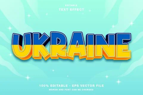 Ukraine 3D Editable Text Effect Style Stock Illustration