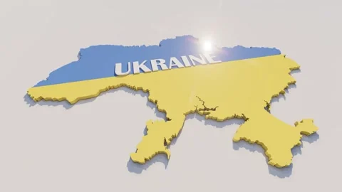 Ukraine 3D map and flag on white background Stock Footage 220094767