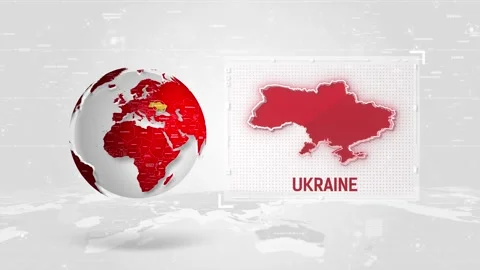 Ukraine 4K Tech Map Beside Globe On White Background. Stock Footage 340477114