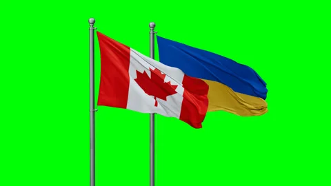 Ukraine and Canada two flags Stock Footage 289635760