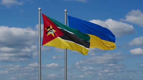 Ukraine and Mozambique two flags Stock Footage 286100111