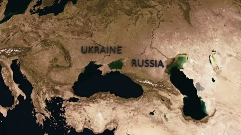 Ukraine and Russia border. Elements furnished by NASA. Video stock 170830829