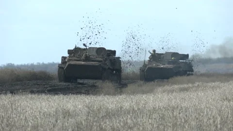 Ukraine APCs Video stock 223500362