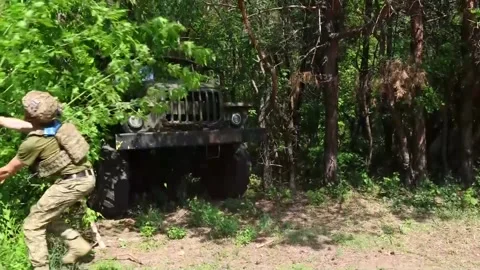 Ukraine attacks Russian troops on Donetsk frontline with missiles, DONETSK, UA - Video stock 310624971