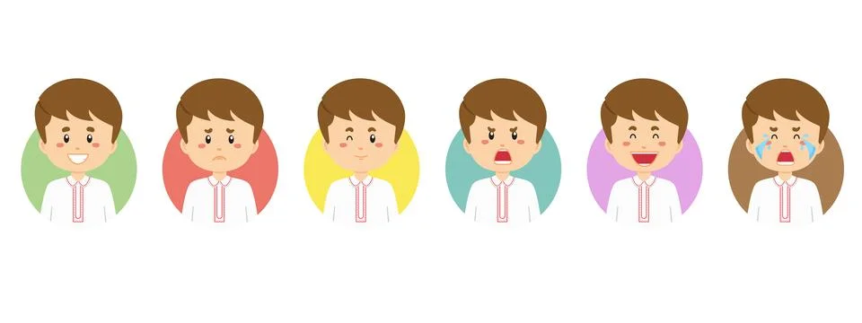 Ukraine Avatar with Various Expression Stock Illustration