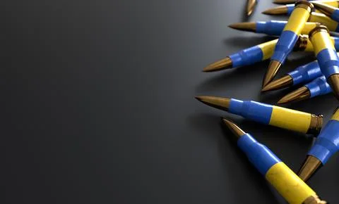 Ukraine Bullets on black background. Stock Photos