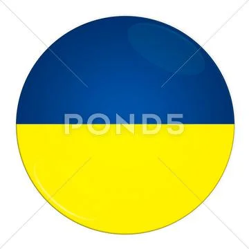 Ukraine button with flag Stock Illustration
