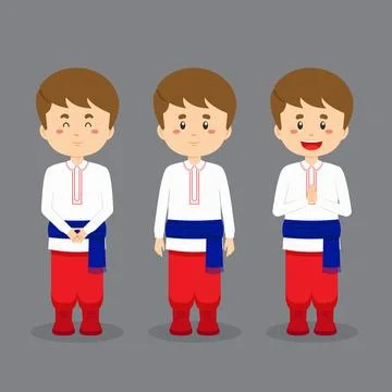 Ukraine Character with Various Expression Stock Illustration