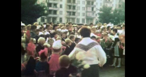Ukraine - circa 1980s: Young Soviet Schoolchildren and First Graders Stock Footage 323655662