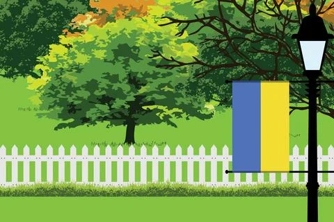 Ukraine Day Trees Lamp Vector Illustration Stock Illustration