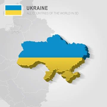 Ukraine drawn on gray map. Stock Illustration