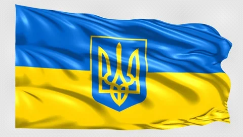 Ukraine Emblem Flag Loop 4K UHD 3840 x 2160 with alpha channel Stock Footage 221485783