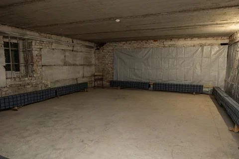 Ukraine. Empty interior of an old underground bomb shelter of the 1980s or ba Stock Photos