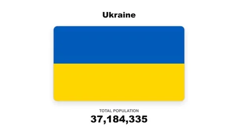 Ukraine - Flag And Population Statistics - Digital Graphics Stock Footage 342628463