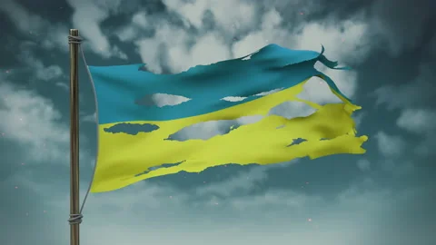 Ukraine flag The background is a dark sky Stock Footage 172562967