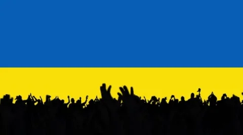 Ukraine flag background with people Stock Footage 62859282