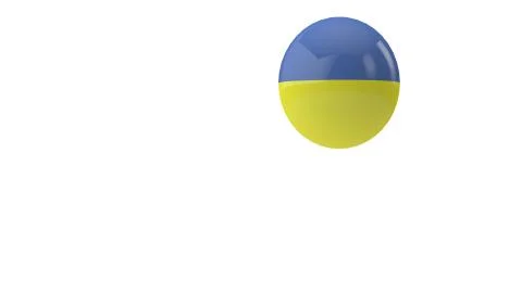 Ukraine flag bouncing ball on a white background. 3D Render Stock Illustration