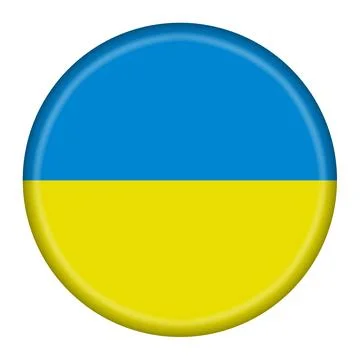 Ukraine flag button 3d illustration with clipping path Stock Illustration