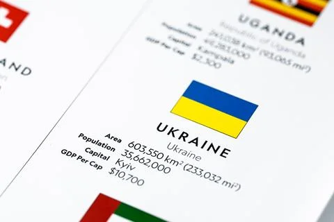 Ukraine Flag Country Data Eastern Europe Map Stock Photos