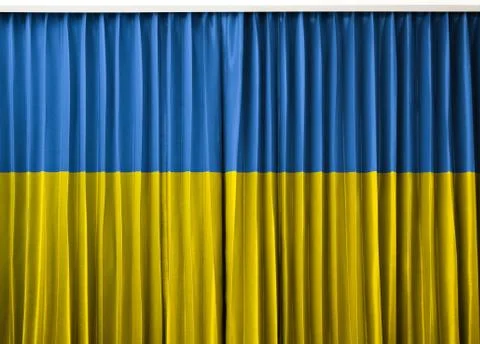 Ukraine flag on curtain Stock Illustration