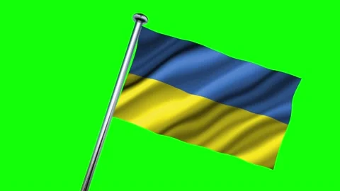 Ukraine flag on a flagpole waving in the wind Stock Footage 140595623
