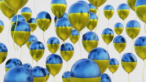 Ukraine Flag On The Flying Balloons Stock Footage 314671692
