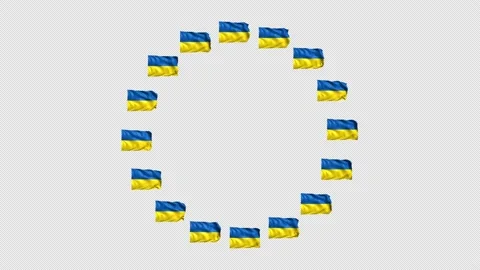 UKRAINE Flag form a circle 1 - Alpha Video stock 171699834