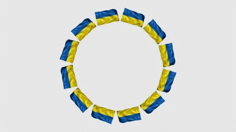 UKRAINE Flag form a circle 2 - Alpha Video stock 171707307