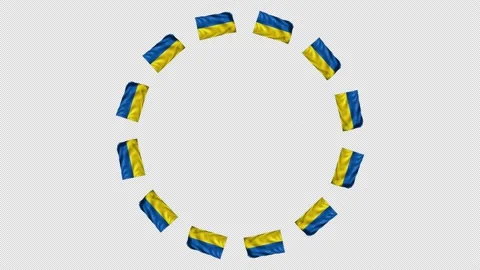 UKRAINE Flag form a circle 3 - Alpha Video stock 171707975