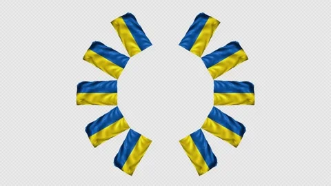 UKRAINE Flag form a circle 5 - Alpha Video stock 171708991