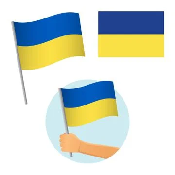 Ukraine flag in hand Stock Illustration