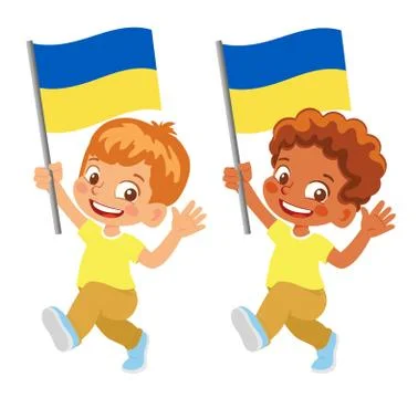 Ukraine flag in hand set Stock Illustration