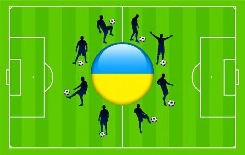 Ukraine Flag Icon Internet Button with Soccer Match Illustrazione stock