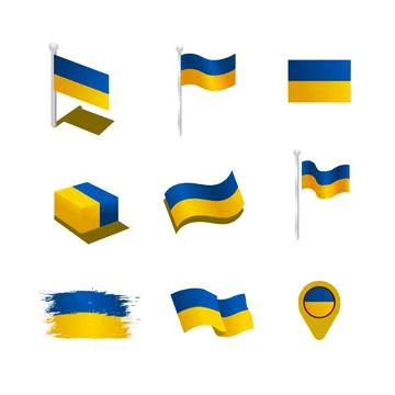 Ukraine flag icon set vector AD213 库存插图