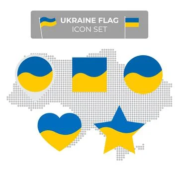 Ukraine flag icons set. Vector ukrainian flat symbol, icon, button Stock Illustration
